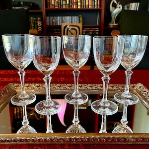 Vintage 1980s &quot;Chambery&quot; Wine Glasses With Multi-Sided Bowls From Cristal D&#39;Arques - Set of 4