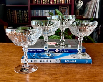 Vintage Lausitzer Crystal (Germany) LA-1 Pattern Cocktail or Champagne Coupes - Set of 4