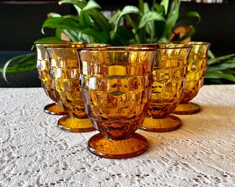 Vintage "Whitehall Amber" Footed Tumblers From Colony (1964) - Set of 4