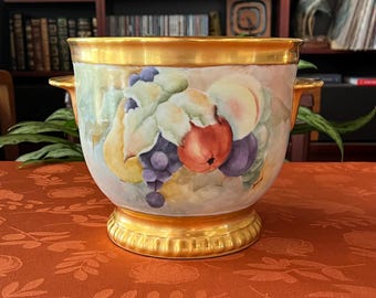 Vintage Bavarian Hand-Painted Porcelain Jardiniere From Bareuther-Waldsassen of Germany (Artist Signed)