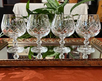 Vintage Cut Crystal Brandy Snifters - Set of 4