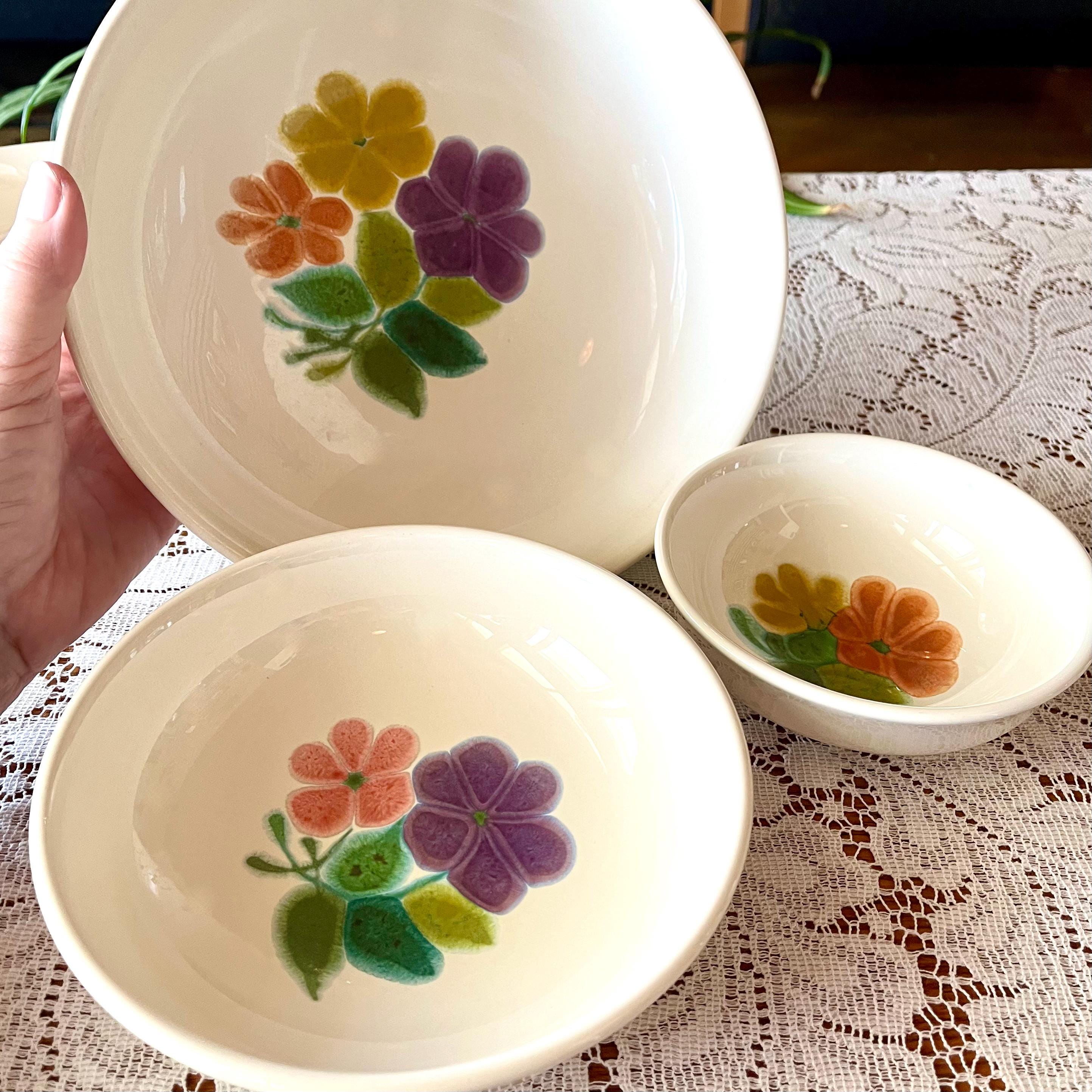 1970s Franciscan Floral Earthenware Bowl Retro Kitchen Decor - Main Image