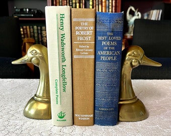 Vintage Pair of 1970s Solid Brass Duckhead Bookends