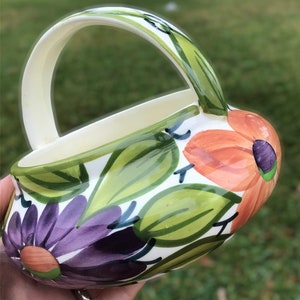 VIntage Hand Painted German Ceramic Basket