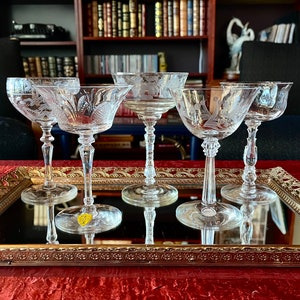 Hand-Selected Collection of 5 Vintage Cocktail or Champagne Coupes