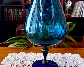 Vintage Large MCM Empoli Vase in Peacock Blue