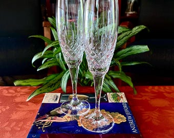Vintage Mikasa Crystal Champagne Flutes "Coventry" - Pair