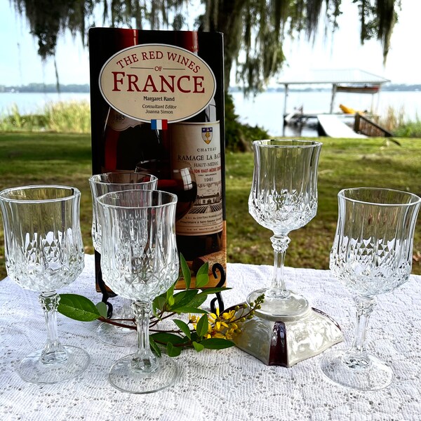 Set of 6 Cristal D' Arques "Longchamp" Crystal Wine Glasses