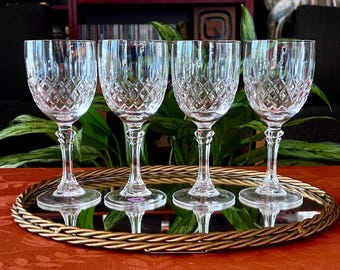 Vintage Crystal Wine Glasses "St Cloud" From Cristal d'Arques - Set of 4