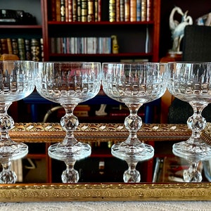 Set of 4 Vintage Crystal Cocktail Coupes "Belfast" From Bohemia Crystal-Crystalex