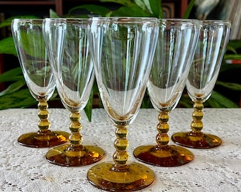 Vintage Libbey "Knob Hill Amber" Sherry Glasses - Set of 5