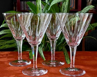 Vintage Crystal Wine Glasses "Sunburst" From Treasure Chest - Set of 4