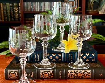 Vintage Crystal Wine Glasses From Princess House "Bordeaux Clear" - Set of 4