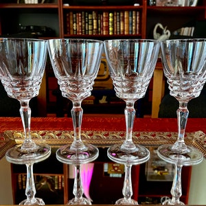 Vintage Cristal D'Arques "Chateaudun" Crystal Wine Glasses Circa 1970s - Set of 4