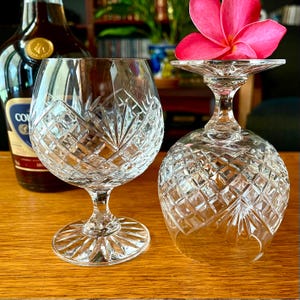 Vintage Pair of Cut Crystal Brandy Snifters from Zawiercie (Poland) -2 Pair Available