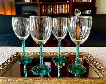 Vintage "Angelique Aqua" Wine Glasses From Cristal D'Arques - Set of 4