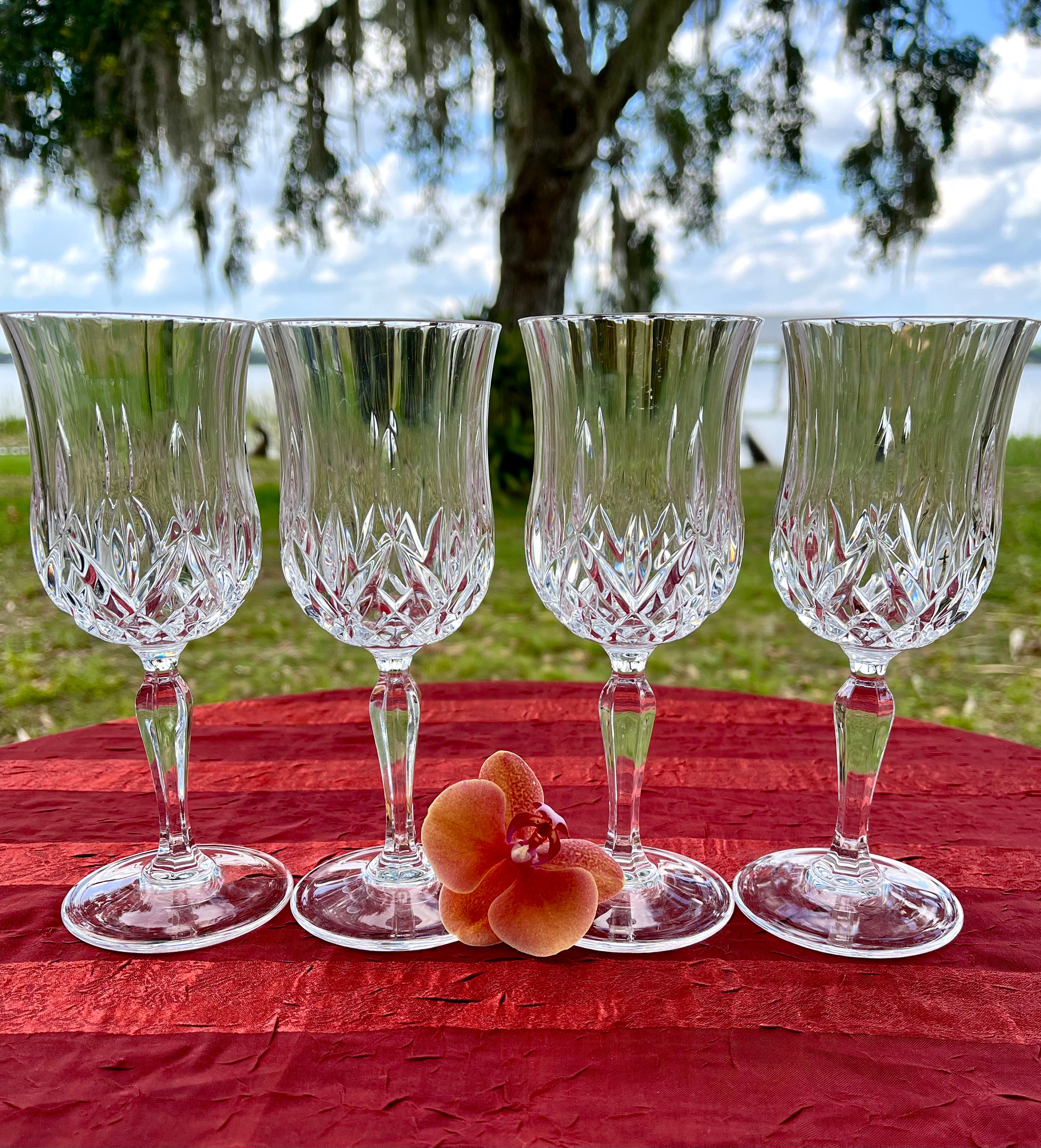 Vintage Royal Crystal Rock (RCR) Italian Wine or Water Goblets Opera -  Sold in Sets of 4