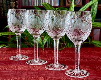 Vintage Crystal Port Wine Glasses "Rosemary" From Imperial Crystal (Czech) - Set of 4