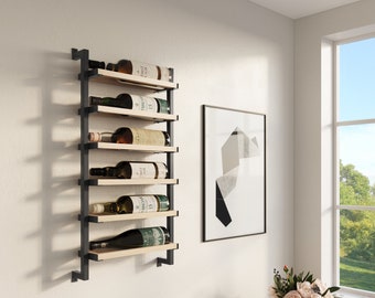 Steel and wood wine rack (6 Bottles)
