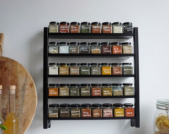 Steel Spicerack including 40 Spicejars (Black Lid)