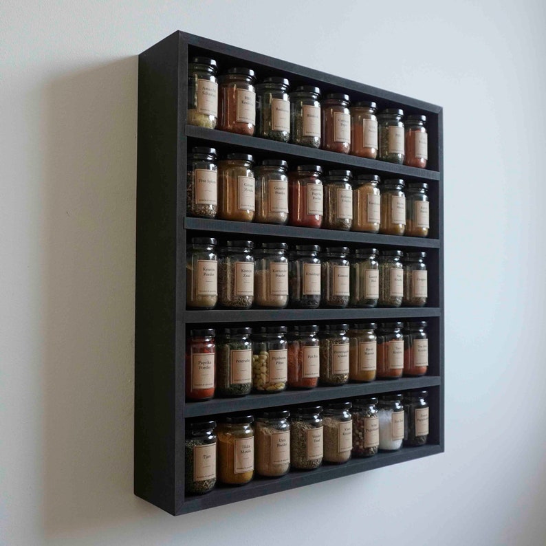 Black spice rack with 40 spice jars Black Lid image 5