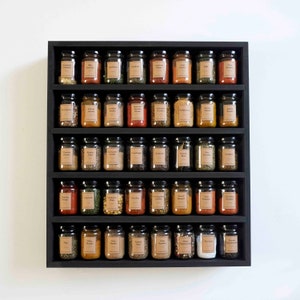 Black spice rack with 40 spice jars Black Lid image 3