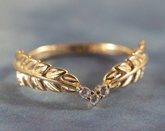 925 Sterling Silver Leaf Vine Ring with Cubic Zirconia – Nature Inspired Jewelry