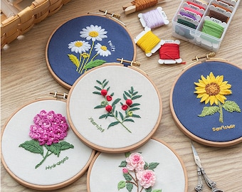 DIY Hand Embroidery Kit: Floral Design, Beginner Craft