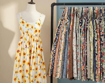 Floral Cotton Slip Dress, Spaghetti Strap Sundress, Lightweight Boho Beach Dress-14 Styles