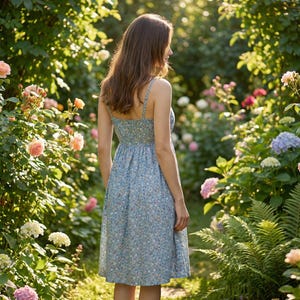Summer Floral Print Cotton Spaghetti Strap Slip Dress Gift For Her – 15 Styles Available image 3