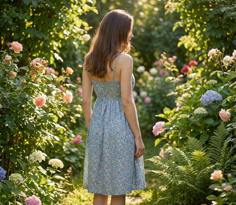 Summer Floral Print Cotton Spaghetti Strap Slip Dress Gift For Her – 15 Styles Available image 3