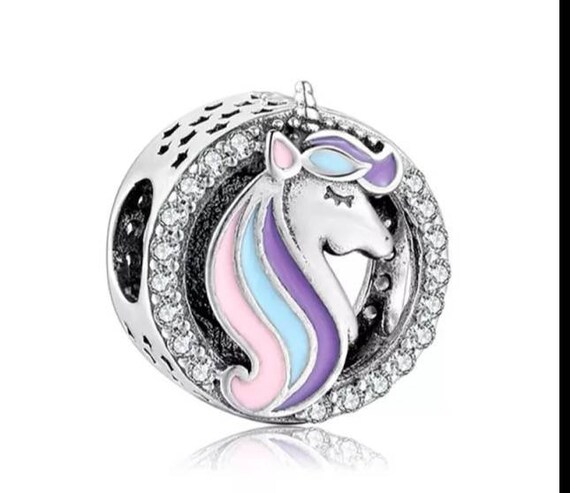 Unicornio plateado amuleto para pulseras Pandora - Etsy España