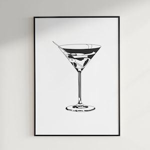 Martini Glass Art Print,Vintage Cocktail Illustration,Old Fashioned Martini Art,Bar Decor Print,Classic Martini Artwork,Cocktail Art Print