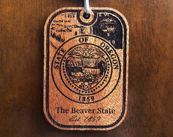 Oregon Keychain The Beaver State Est. 1859 Laser Engraved Wood Key Chain