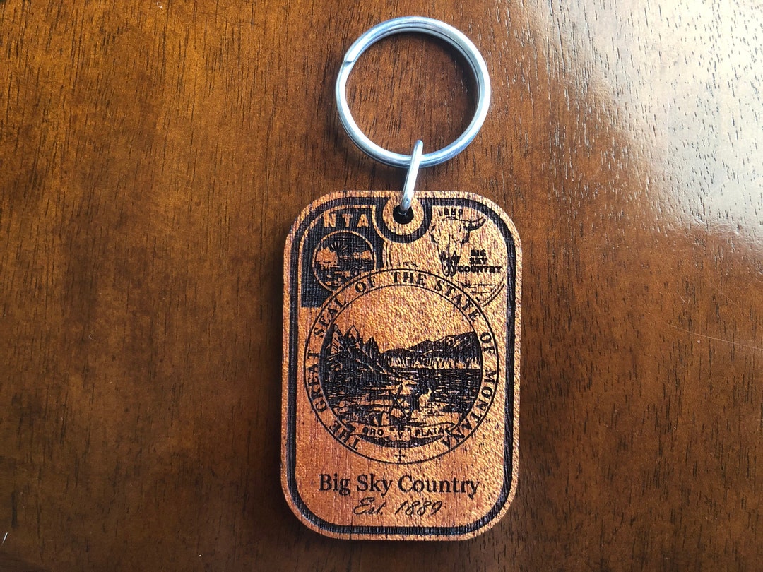 Montana Keychain Big Sky Country Est. 1889 Laser Engraved Wood Key ...