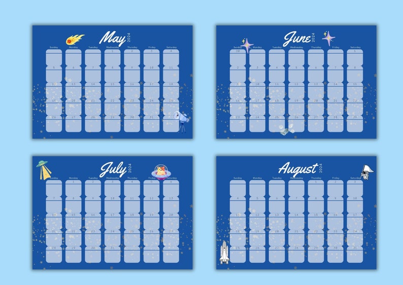 2024 Calendar Printable PDF Astronomy Space Etsy