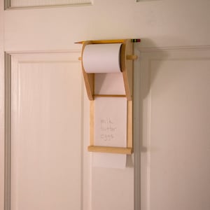 Retro Shopping List Holder | Handmade Kitchen Organizer | Grocery List Pad | Wall Mounted Paper Roll Holder