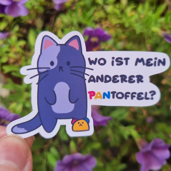 Pegatina Lustiger Katzen Wo ist mein Pantoffel Pan Flagge