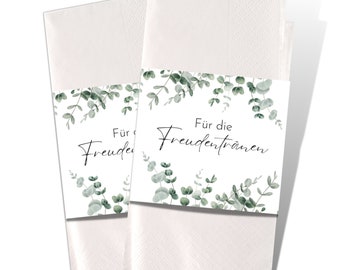 Tears of joy wedding handkerchiefs banderoles - eucalyptus DIY banderoles as decoration for guest handkerchiefs 50/100 pieces