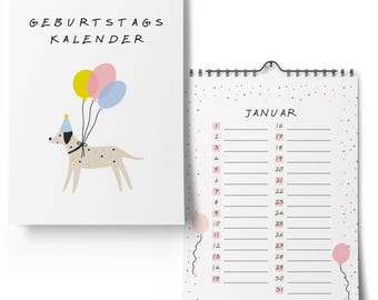 Birthday calendar independent of the year - Perpetual calendar undated for entering birthdays - Birthday planner wall calendar