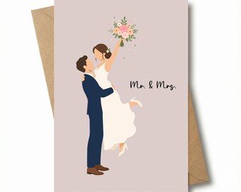 Wedding card with envelope - Congratulatory card for wedding gifts & personal wishes