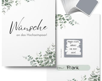 50x Wishes for the Wedding Couple - Scratch-Off Wish Cards as an Alternative to the Guest Book (Eucalyptus)