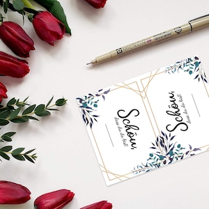 C'est bien que tu sois là Marque-places anniversaire de mariage DIN A7 - marque-places à étiqueter dans de nombreux modèles différents