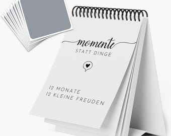 Voucher calendar "Moments instead of things" - 12 vouchers, scratch-off calendar as a creative gift idea