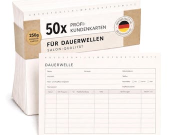 50x Hairdresser Customer Cards for Perms - Perm Cards DIN A5, Index Cards for Hair Salons