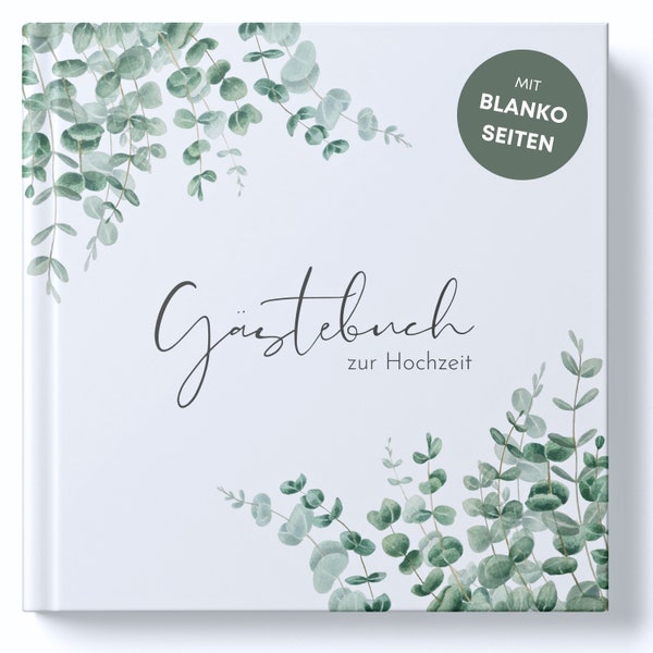 MAVANTO Gästebuch Hochzeit mit Blanko Seiten - Hochwertiges Hochzeitsgästebuch für unvergessliche Erinnerungen (Eukalyptus)