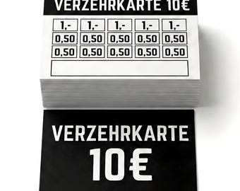 100x Value cards for events, clubs & restaurants as an alternative to tokens (10, 20, 50 Euro)
