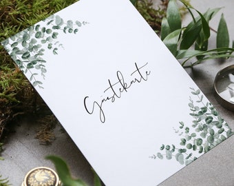 50x design guest cards DIN A5 alternative to the guest book - beautiful guest book cards with questions to fill out