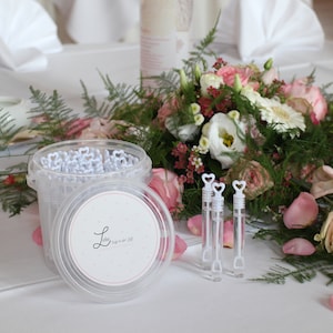 Seifenblasen Hochzeit 64 Stück gefüllt im praktischen Eimer Wedding Bubbles Set die perfekte Deko für unvergessliche Momente Bild 2