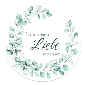 Adesivo Let Our Love Grow rotondo 4,5 cm – Adesivo per matrimonio ideale per semi di fiori, regali per gli ospiti in molti motivi